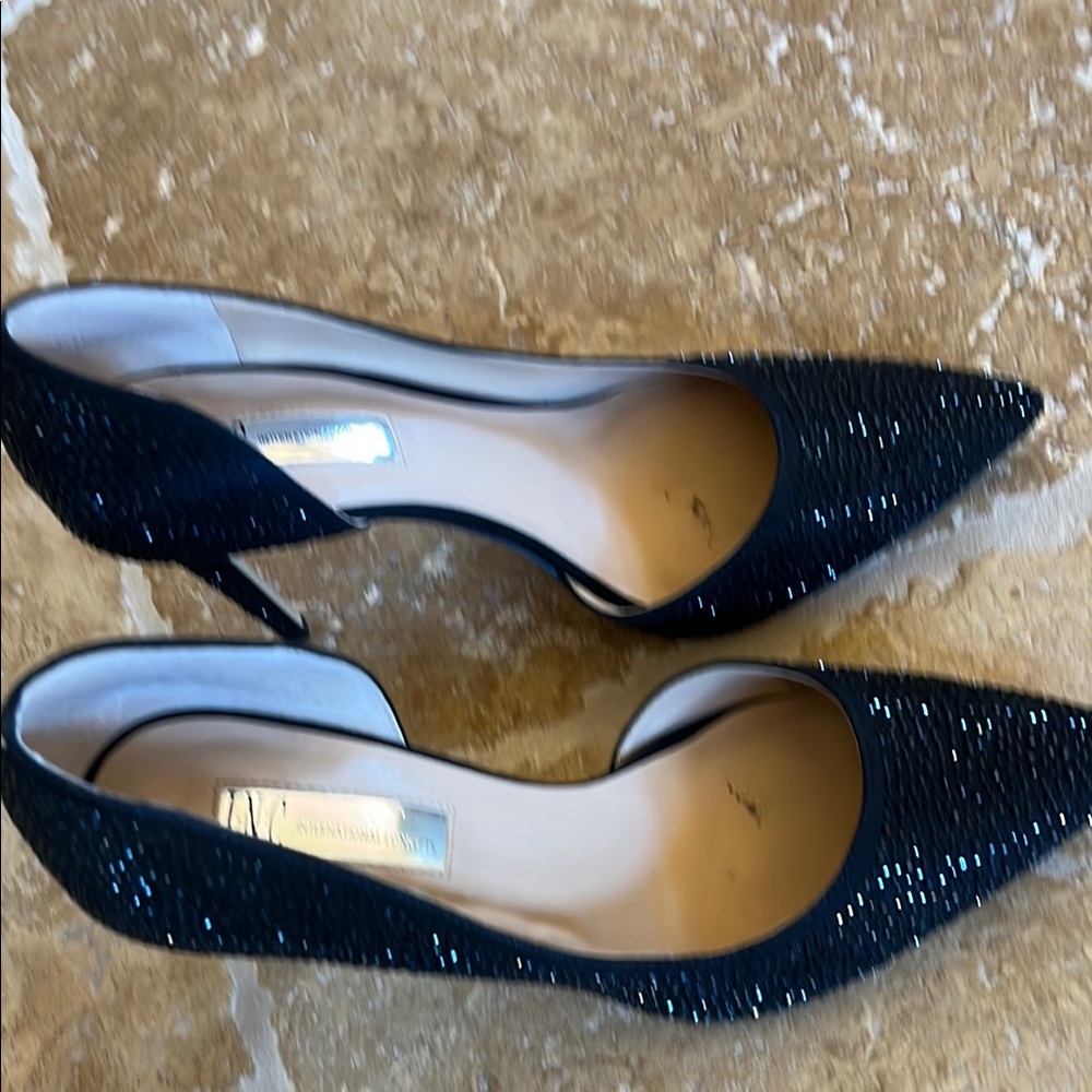 INC International Concepts Black Glitter Heels